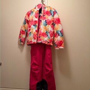 Roxy Kids Floral ski snow Jacket and arctix snow bib, boots and gloves